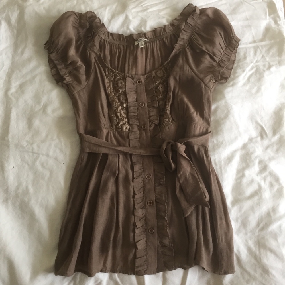 Ruffled Brown Blouse